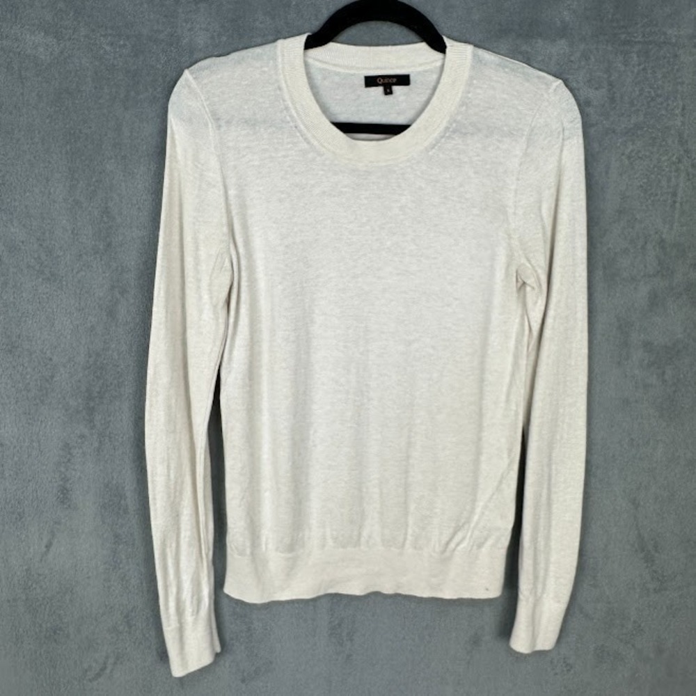 Quince Sweater Womens Small Cream Organic Cotton Cashmere Blend Quiet Luxury